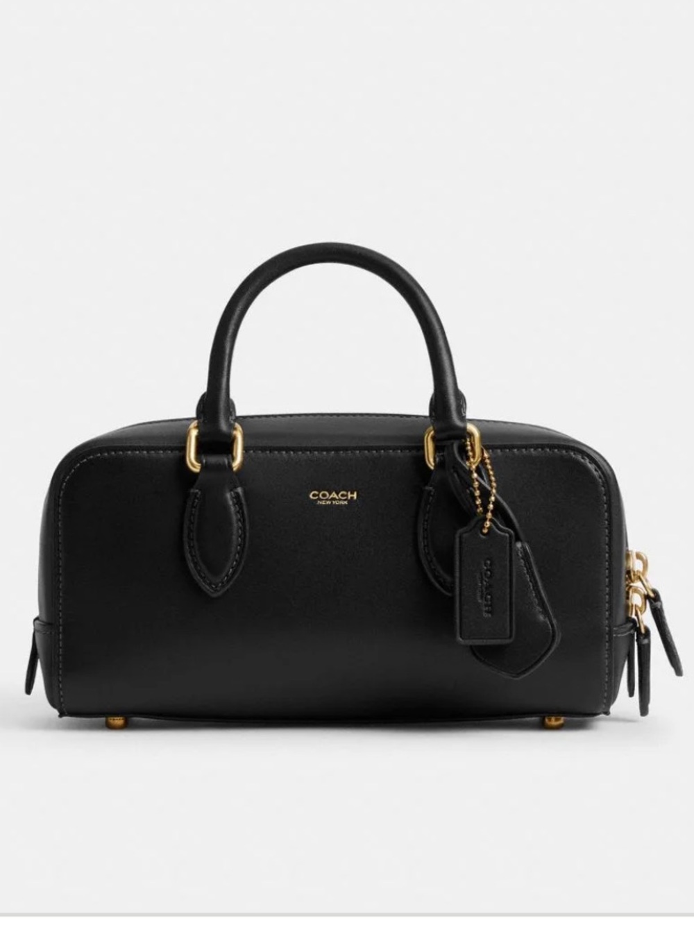 Coach Bowery 22 - Black Leather Satchel with Detachable Strap